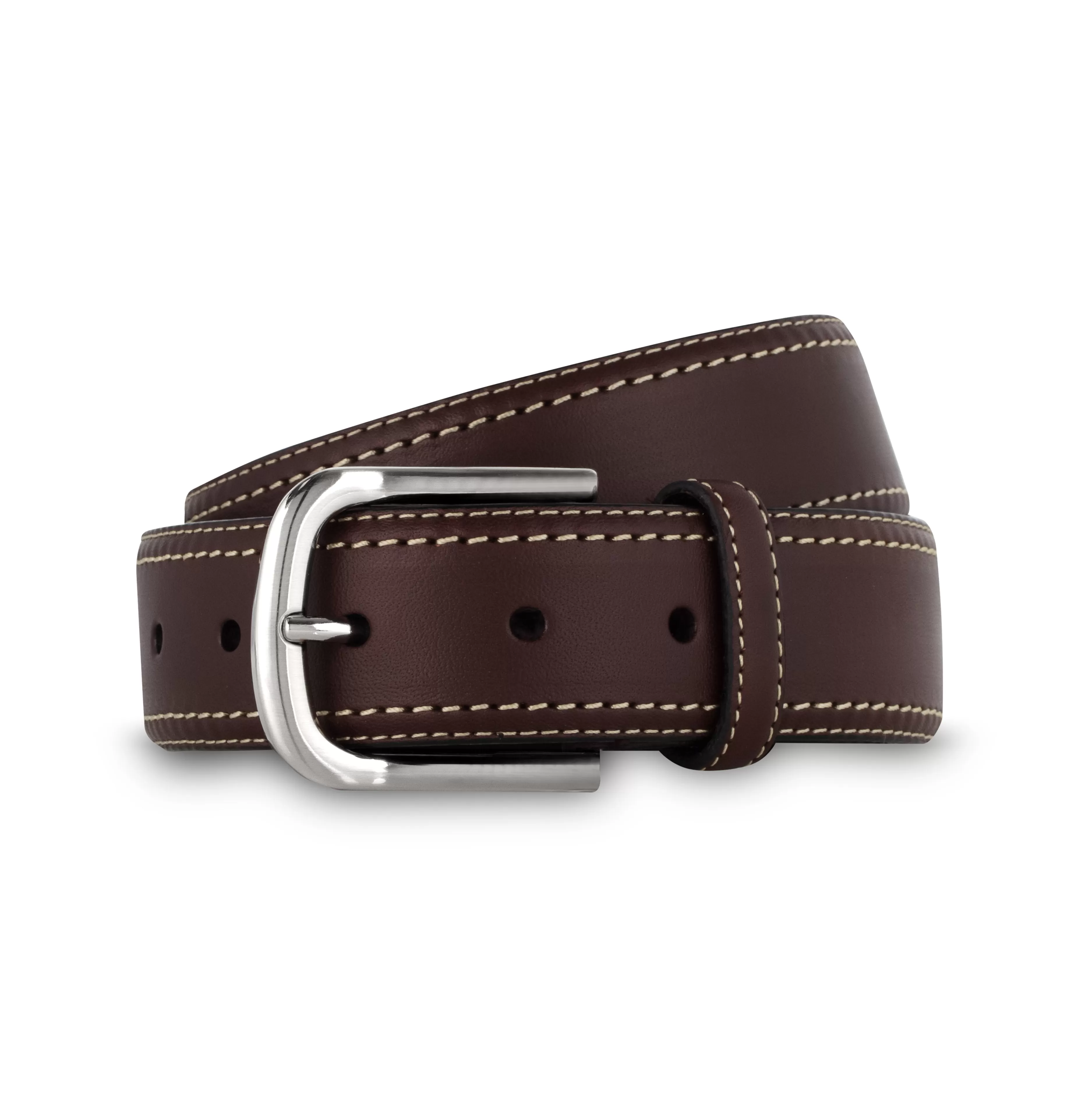 LodinG Ceinture cuir et surpiqûre contrastée Marron Best Sale