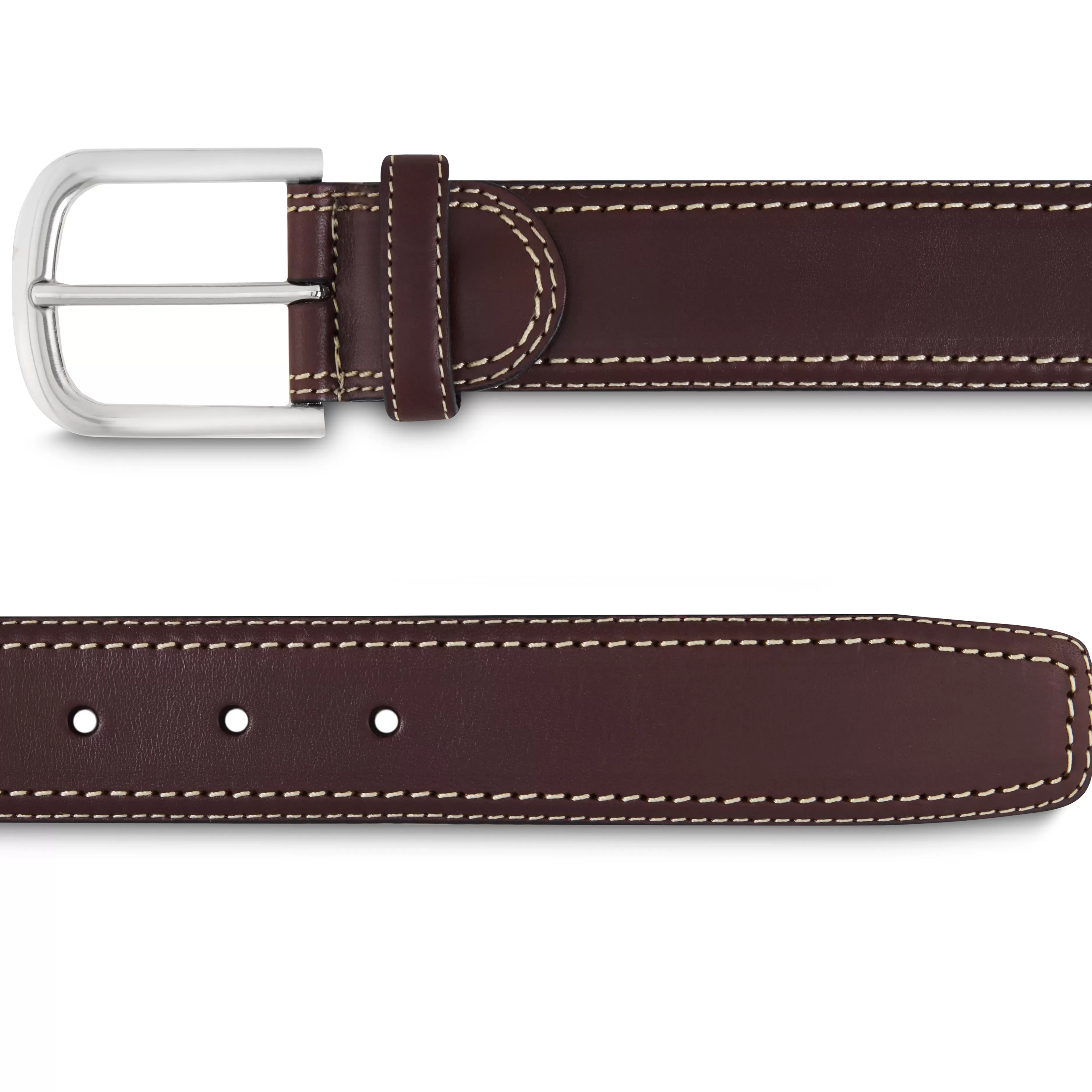 LodinG Ceinture cuir et surpiqûre contrastée Marron Best Sale