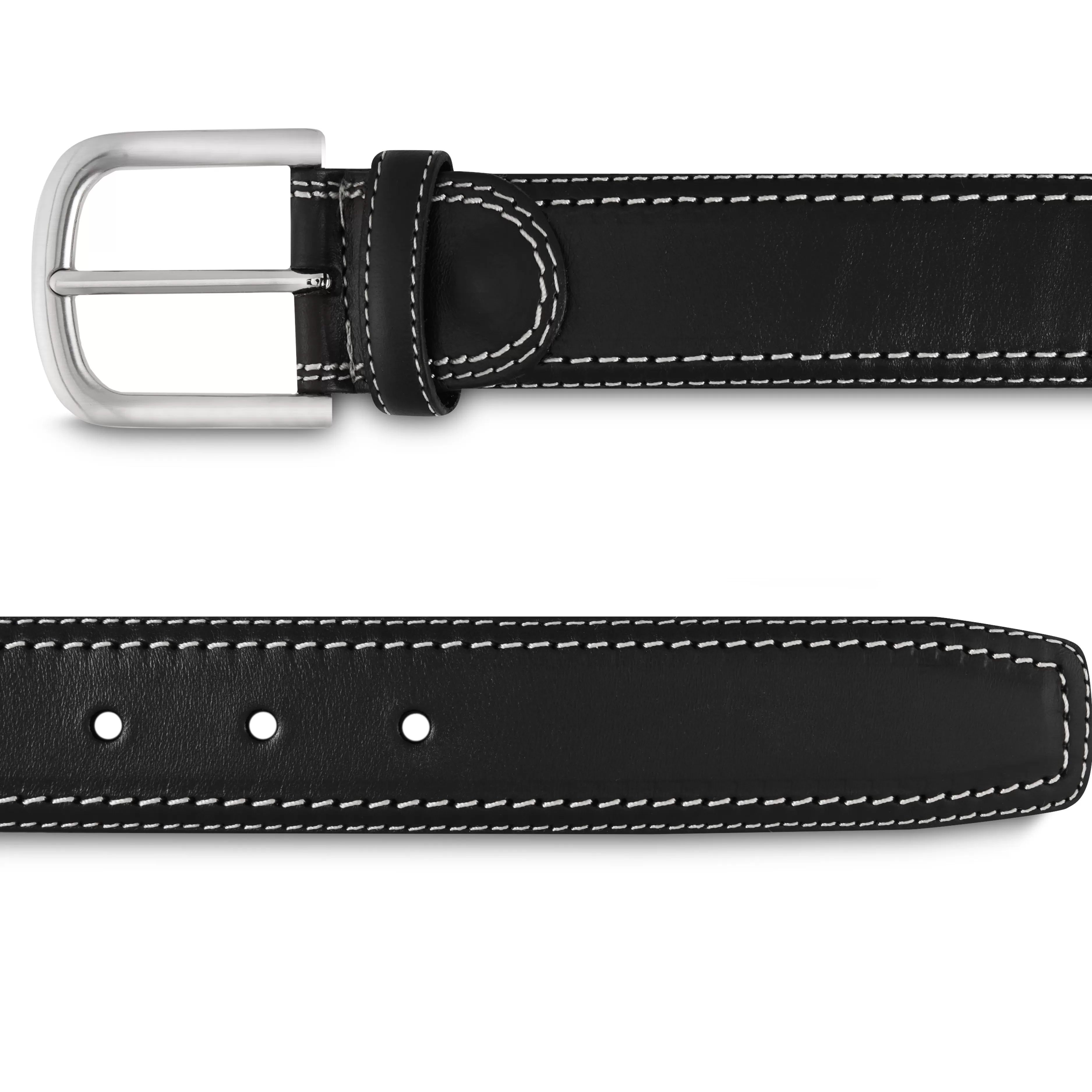 LodinG Ceinture cuir et surpiqûre contrastée Noir Shop