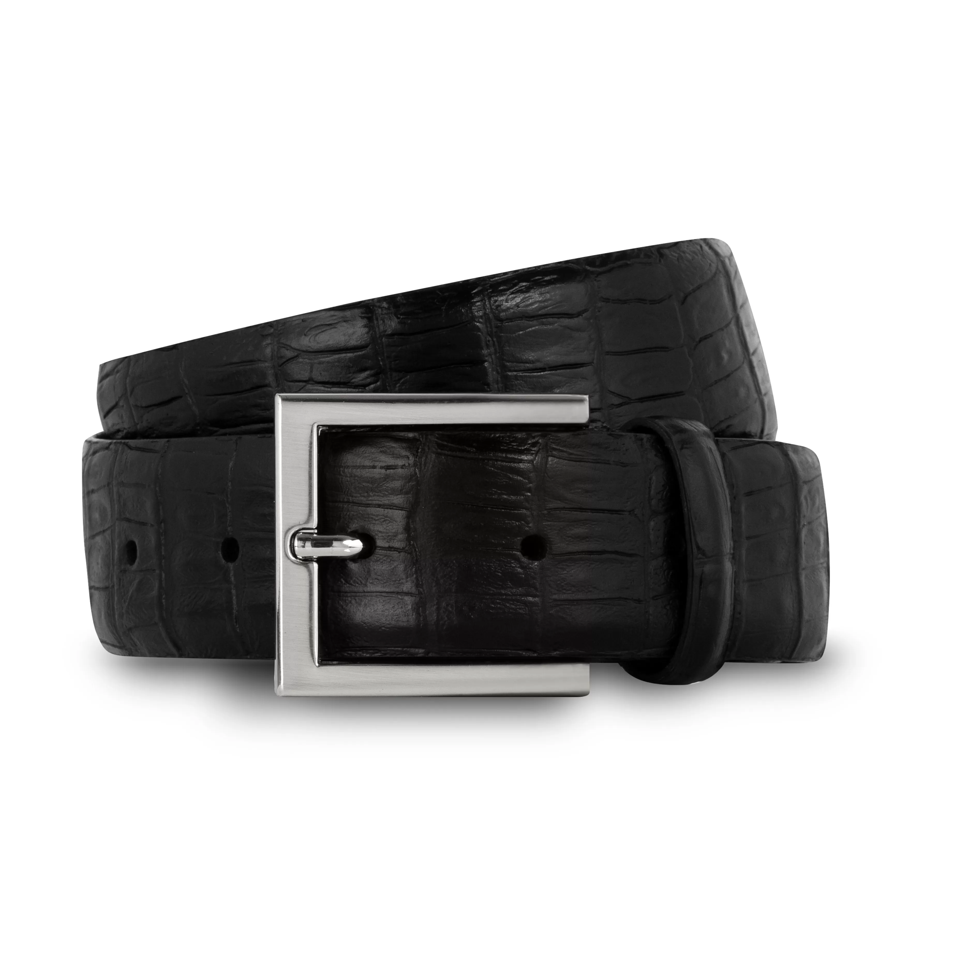 LodinG Ceinture cuir façon crocodile Noir Shop