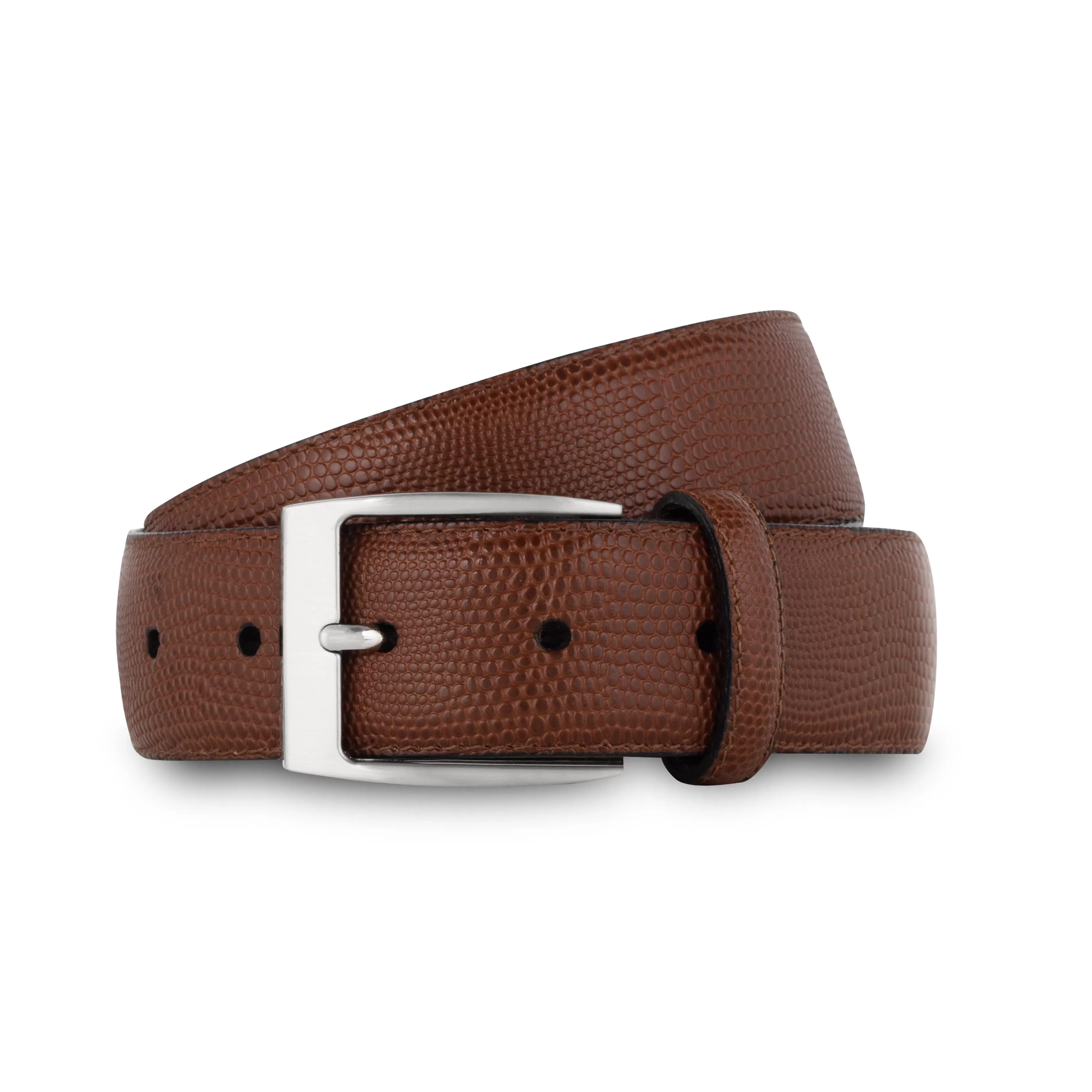 LodinG Ceinture cuir façon lézard Marron Sale