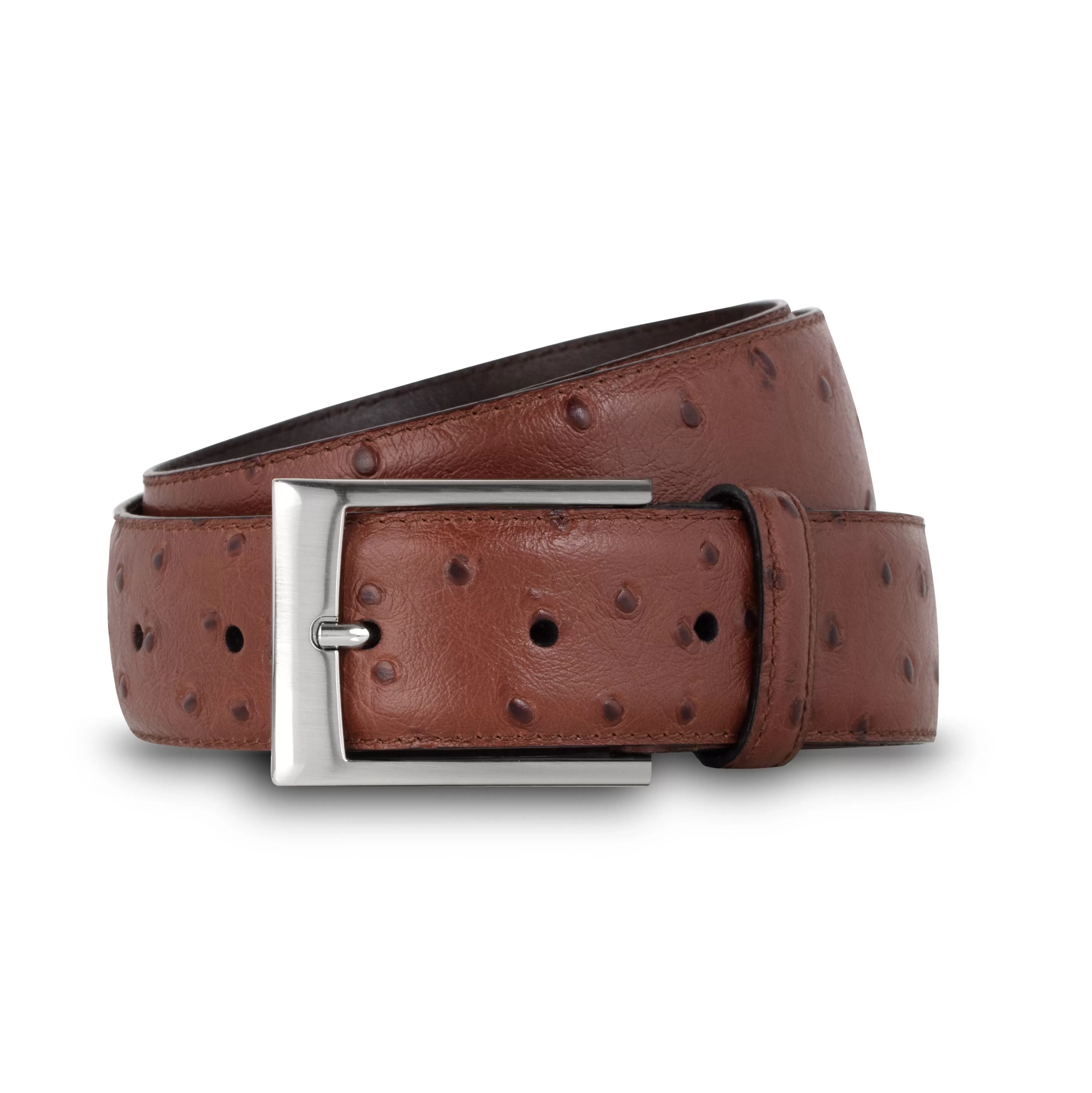 LodinG Ceinture homme en cuir façon autruche Marron Fashion