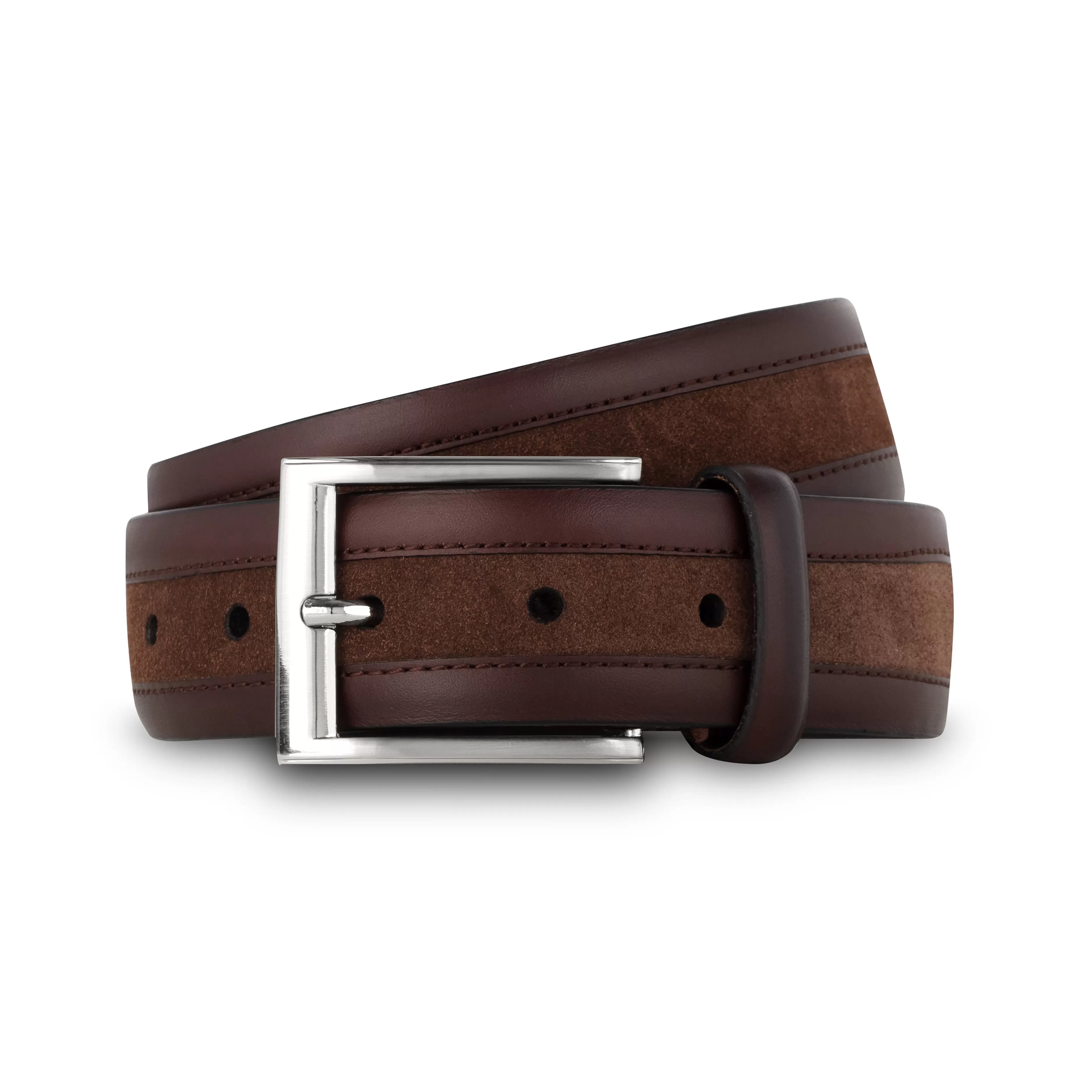 LodinG Ceinture homme en cuir lisse et veau velours Marron Flash Sale