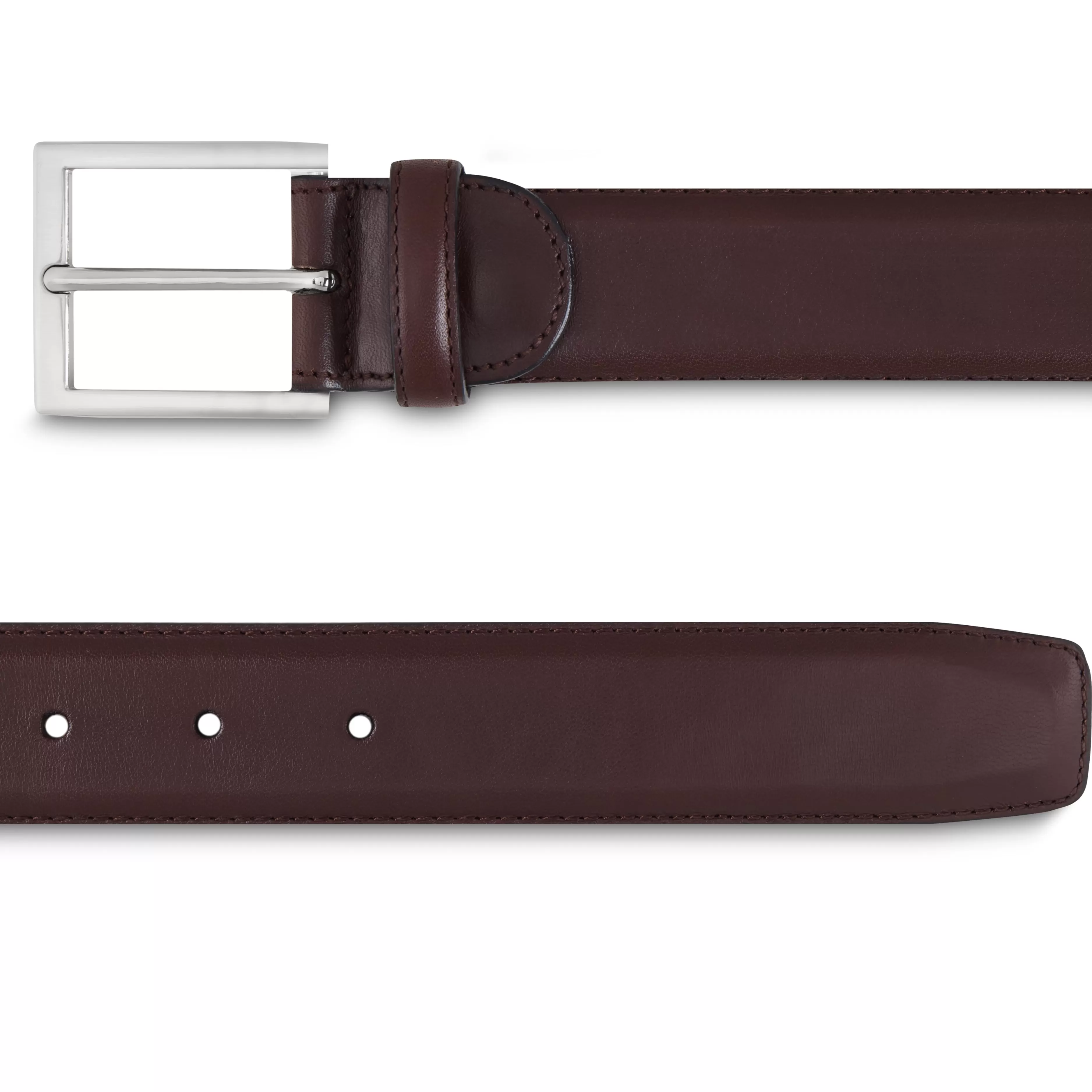 LodinG Ceinture homme en cuir lisse Marron Discount