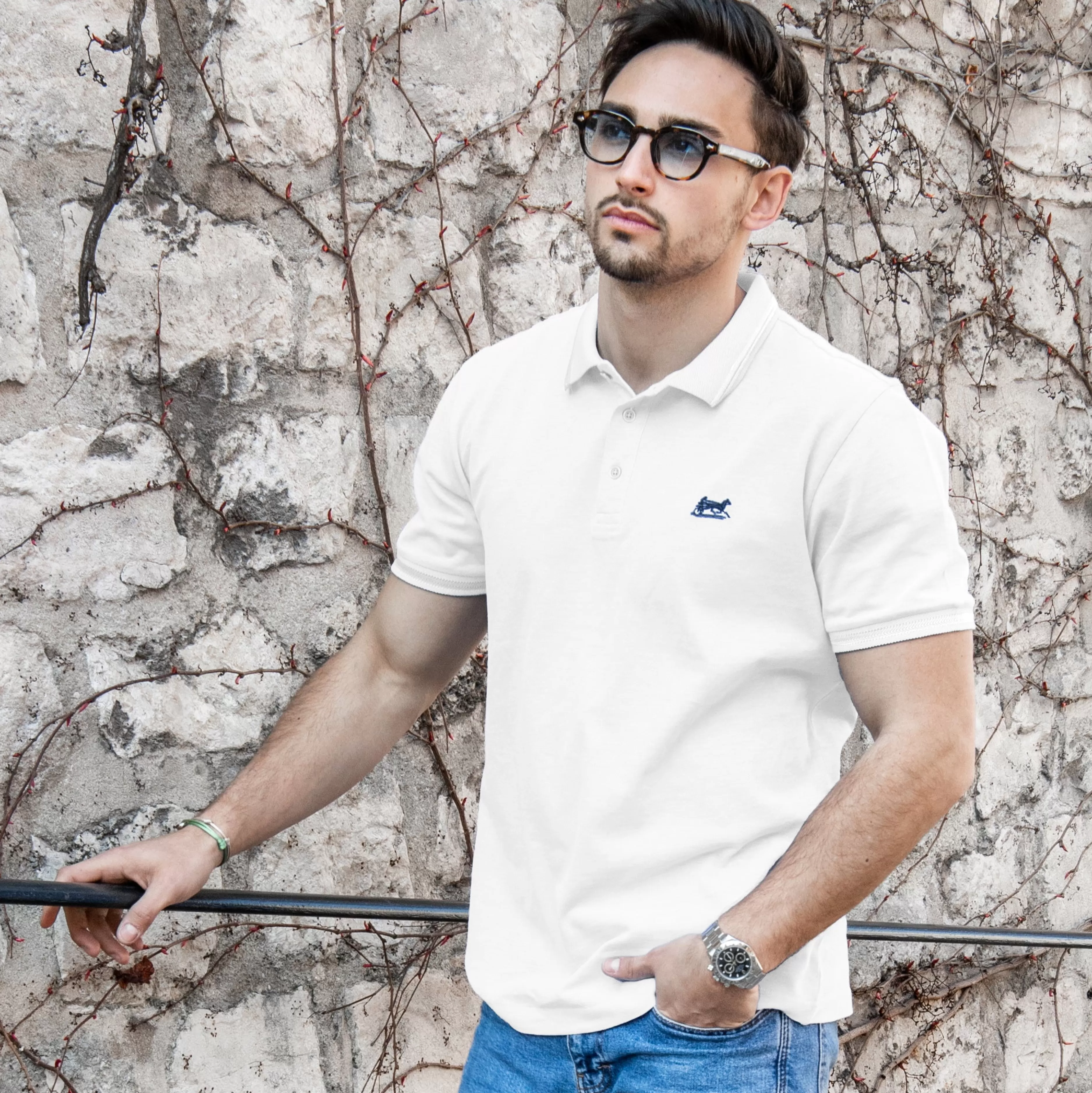 LodinG Polo 100 % coton Blanc Discount