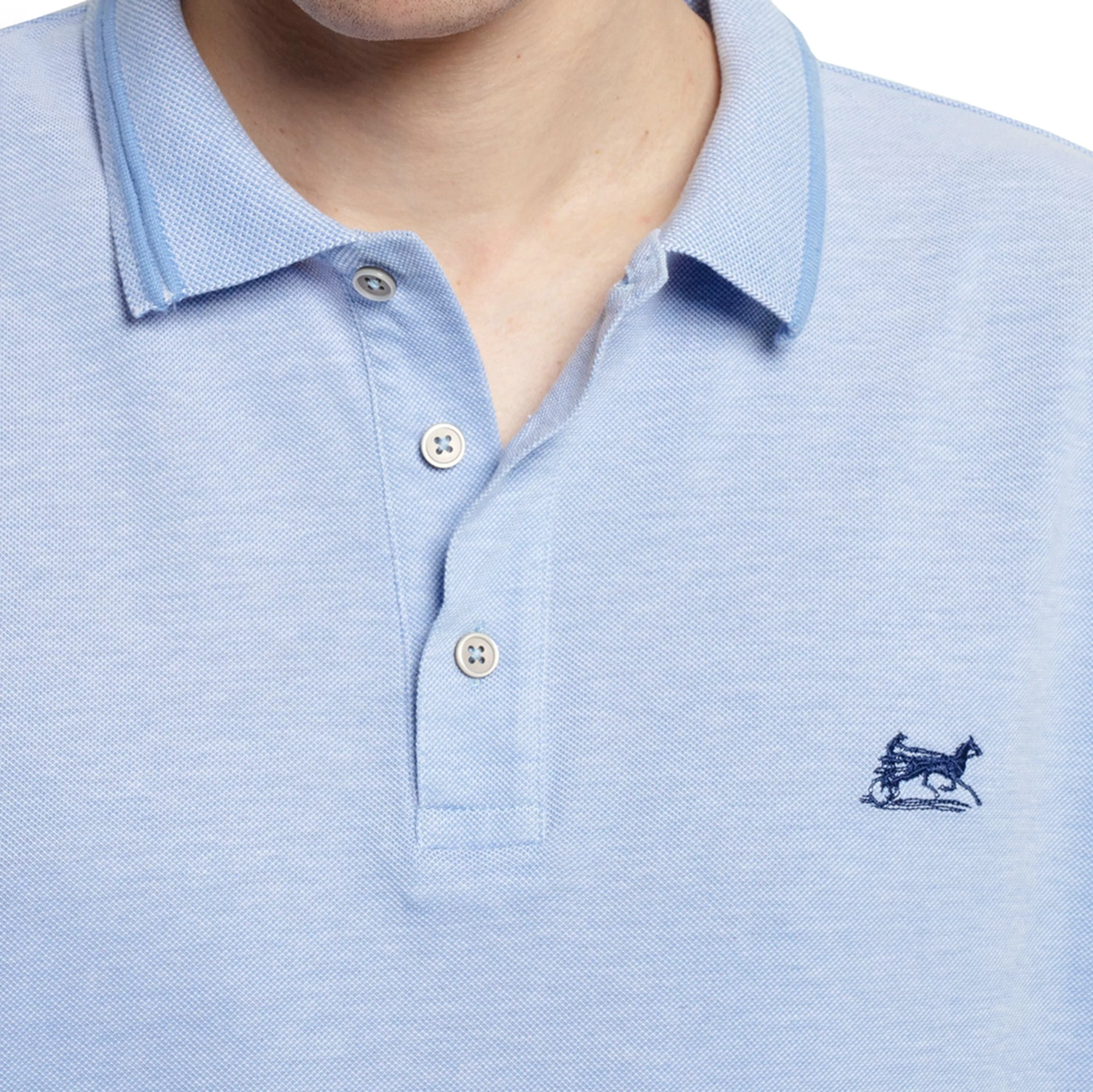 LodinG Polo chiné 100 % coton Bleu ciel Online